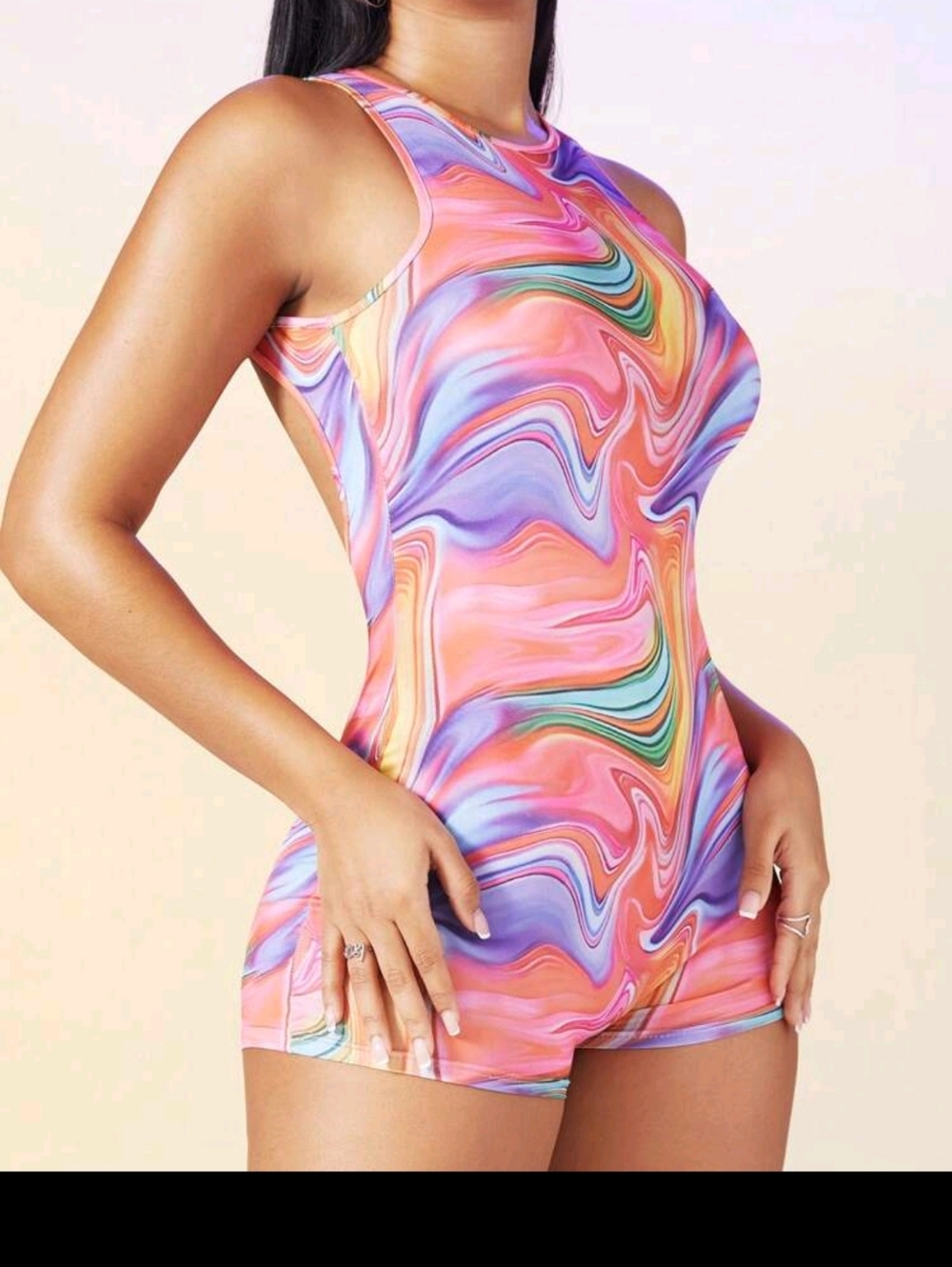 Multicolor Swirl Sleeveless Romper